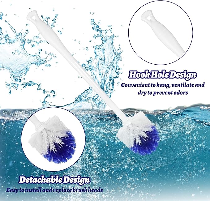 12 Pcs Toilet Brush, 18.5 Inch Long Plastic Handled Toilet Bowl Cleaning Brush Soft Bristle Heavy Duty Long Scrubber for Household Bathroom Cleaning Supplies