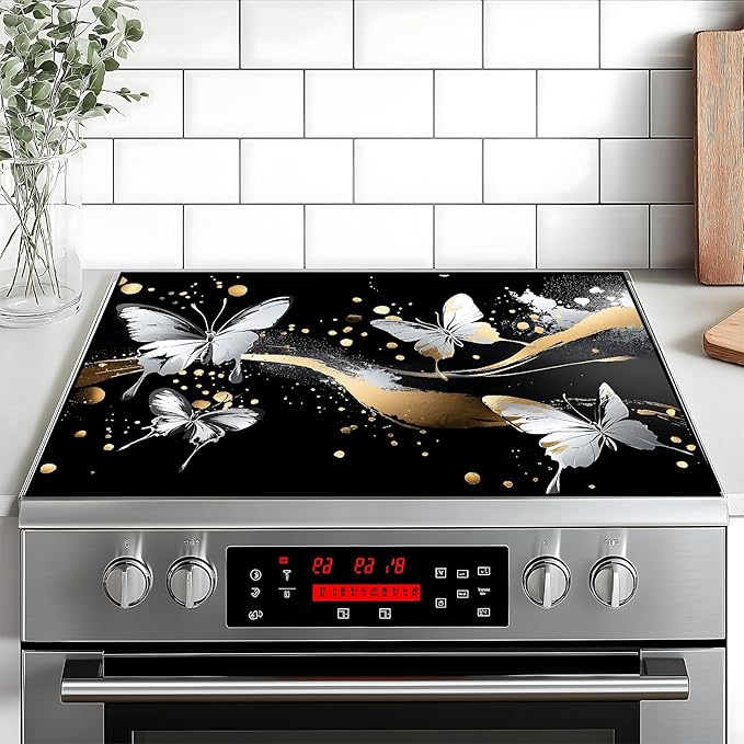 Stove Top Cover for Home Decoration Kitchen Pad Washable Cooktop Covers Countertop Stove Protector Mat for Home Kitchen Cooktops (butterfly, 28"x20")