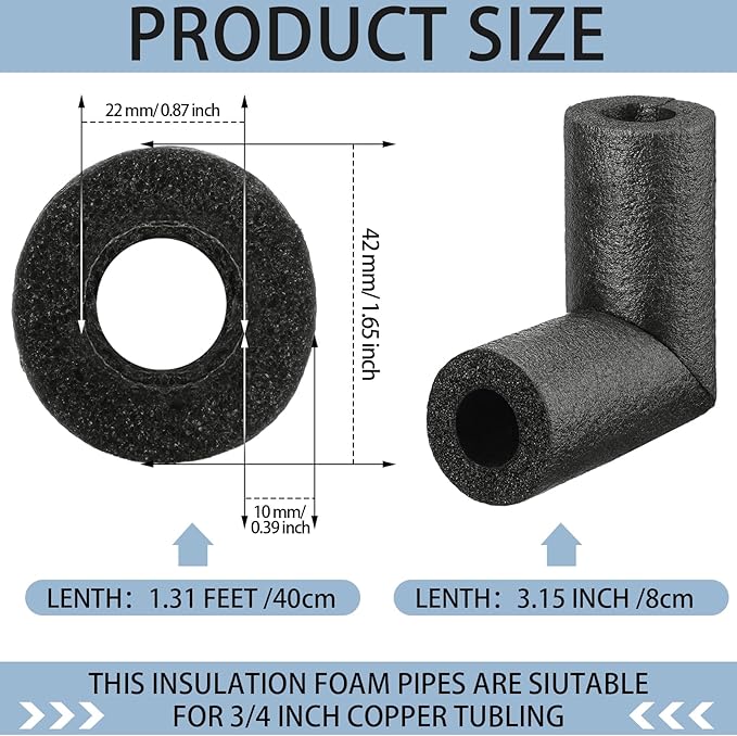 24 Pack Elbow Pipe Insulation Foam Tube Outdoor Wrap Black Pipe Covers Elbow Insulation Tubing Water Foam Covers for Outdoor Winter Irrigation, Sprinkler (3/4 Inch)