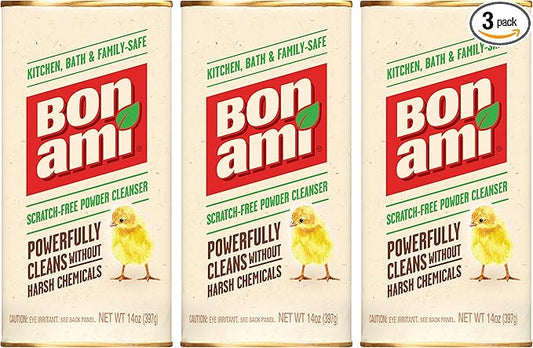 BON AMI Powder Cleanser for Kitchens & Bathrooms - All Types of Surfaces, Cleans Grime & Dirt, Polishes Surfaces, Absorbs Odors (3 Pack)