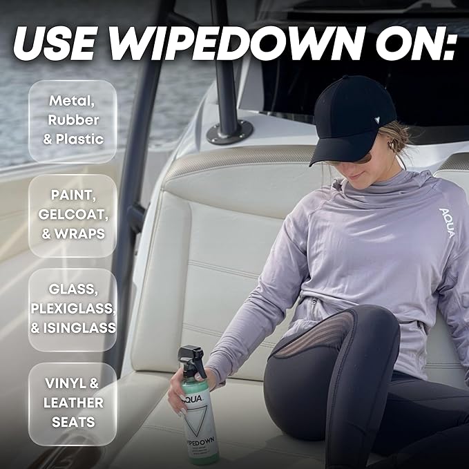 WIPEDOWN Ceramic Spray - 3-in-1 Waterless Wash & Quick Detailer | SiO2 Hydrophobic Coating | Marine Boat RV Car Detailing Polish | UV Protection High-Gloss Shine | USA Made | 16oz