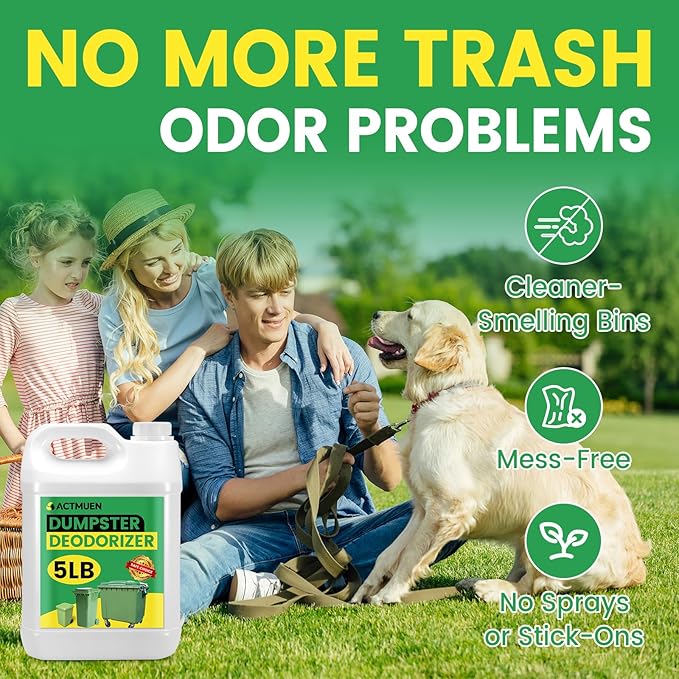 5lbs Trash Can Deodorizer & Liquid Absorber – Odor Absorbing Granules for Trash Cans, Kitchen Bins & Outdoor Dumpsters – Plant-Based Garbage Deodorizer for Fresher-Smelling Bins
