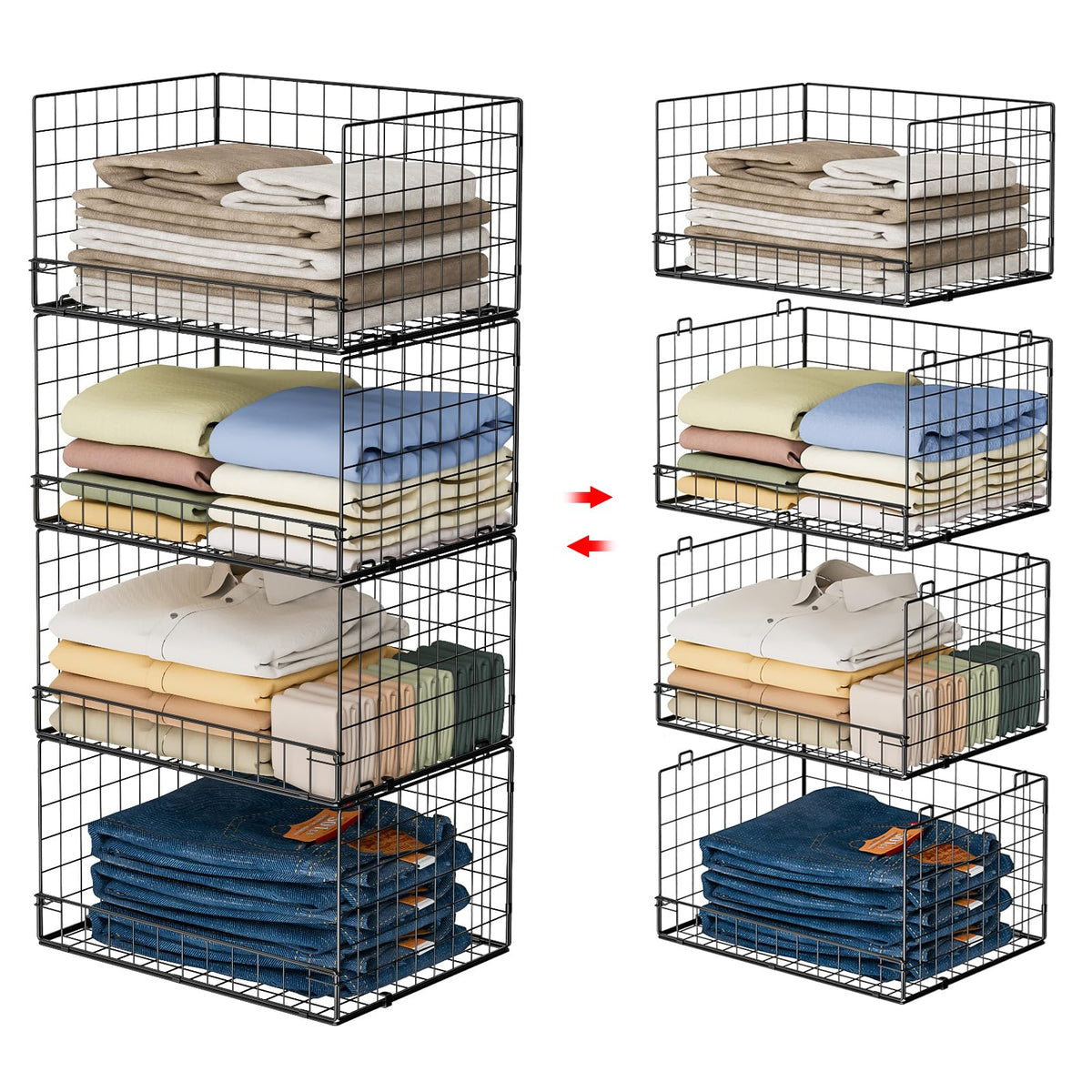 Yociyoga 4-Tier Stackable Closet Organizers and Storage Shelves - Image 1