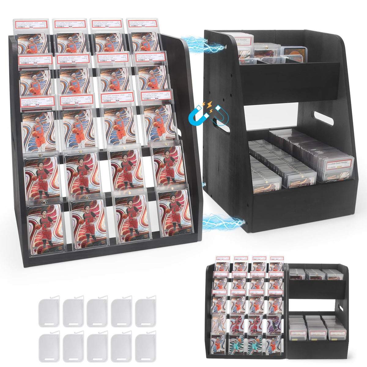 Trading Card Display Stand with Storage, Magnetic 5-Tier - Image 1