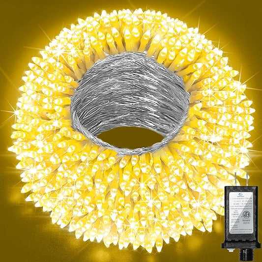 240ft Outdoor Christmas Lights, 750 LED Super Long String Lights 12 Modes & Timer Memory, Dimmable Outsite Waterproof Light Strings for Xmas Tree Garden Wedding Party Holiday Decorations Warm White