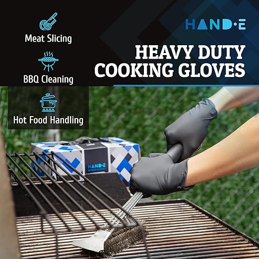 Hand-E Touch Black Nitrile Medical Gloves Disposable Small 100 Count - Latex Free, Extra Thick 5 Mil Surgical Medical Exam Gloves, Powder Free