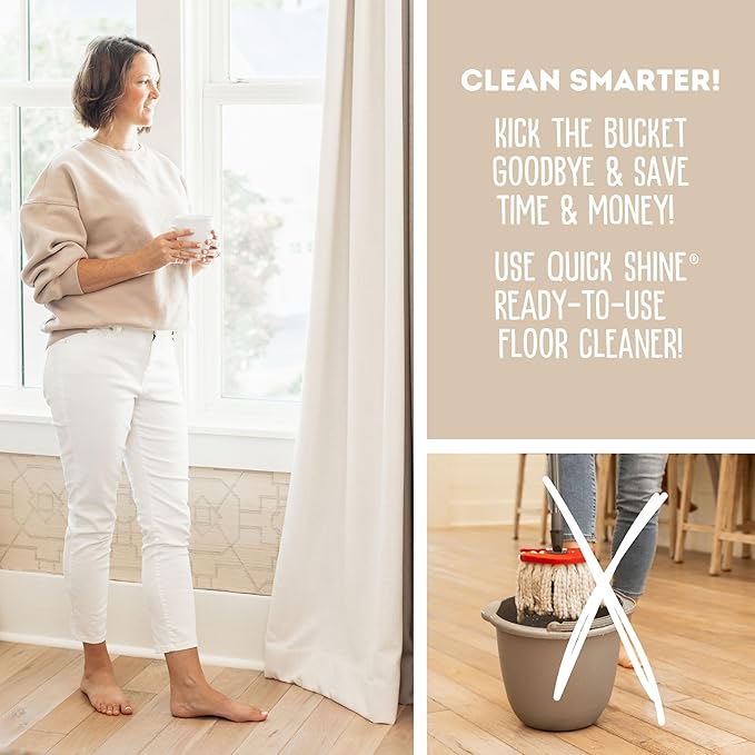 Quick Shine Hardwood Floor Cleaner 64oz, 4Pk| Use in Spray & Vac Mops| Removes Dirt & Scuff Marks| Ready-to-Use, Streak Free, No Rinse| Safer Choice Cleaner| Perfect for Gentle and Effective Cleaning