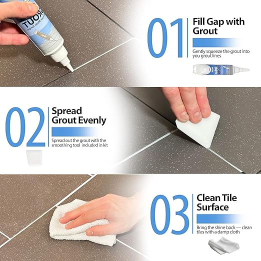 Floor-Fix Pro - Twist & Grout Repair Kit - Premixed & Waterproof Fast Tile Grout Reviver - Bathroom, Shower, Kitchen (Beige, 8.8 Fl Oz)