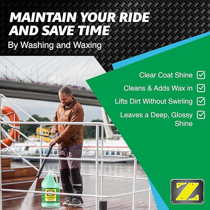 Z-TUFF PRODUCTS Wash & Wax – Ultimate Shine & Protection For Boats, RVs, and Cars – Infused with Advanced Polymer & Carnauba Wax Concentrated