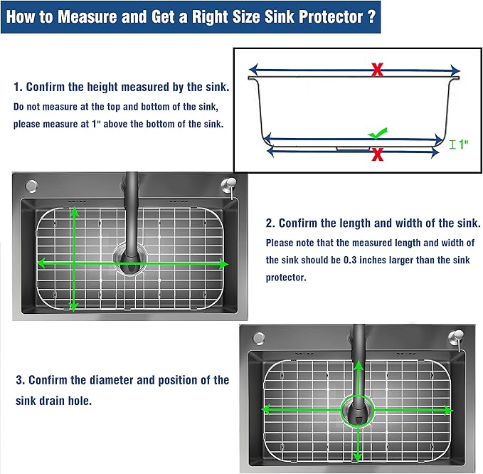 Stainless Steel Sink Protector 26"x14" with Center Drain, Metal Sink Rack for Bottom of Sink, Kitchen Sink Grate and Sink Protectors with Sink Strainer (26" x 14" - Center Drain)