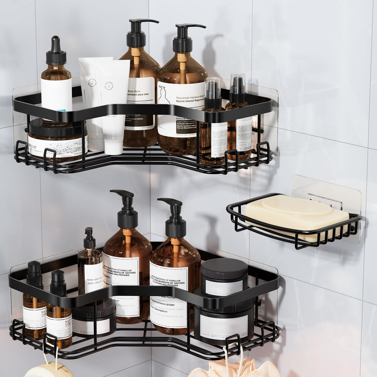 MAXIFFE 3 Pack Corner Shower Caddy with Soap Holder, | All Products - Image 1