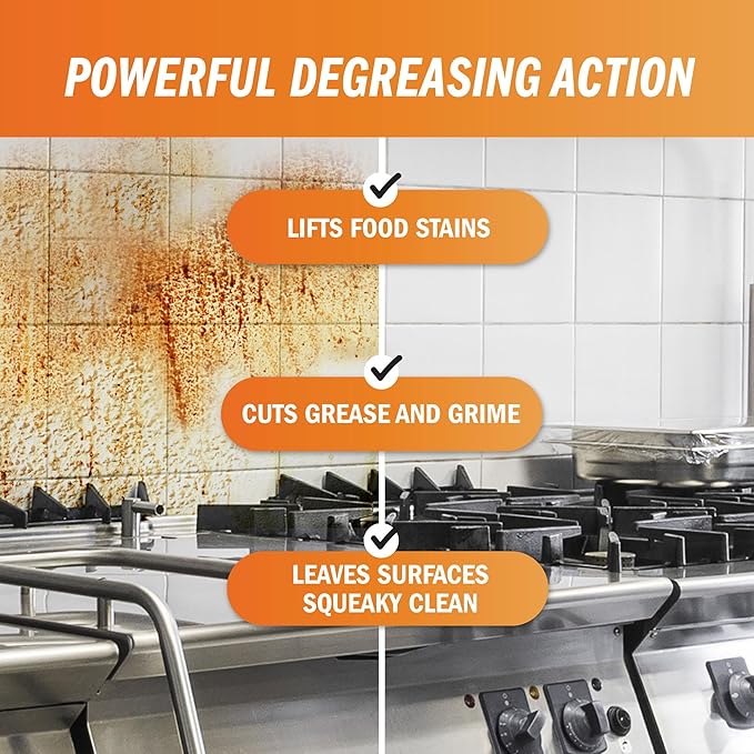 Degreaser Concentrate - Heavy Duty - Makes 256 Gallons of Cleaner- Commercial Kitchen Strength - Removes Tough grease, Grime and Food Soils - Restaurant Floor Degreaser