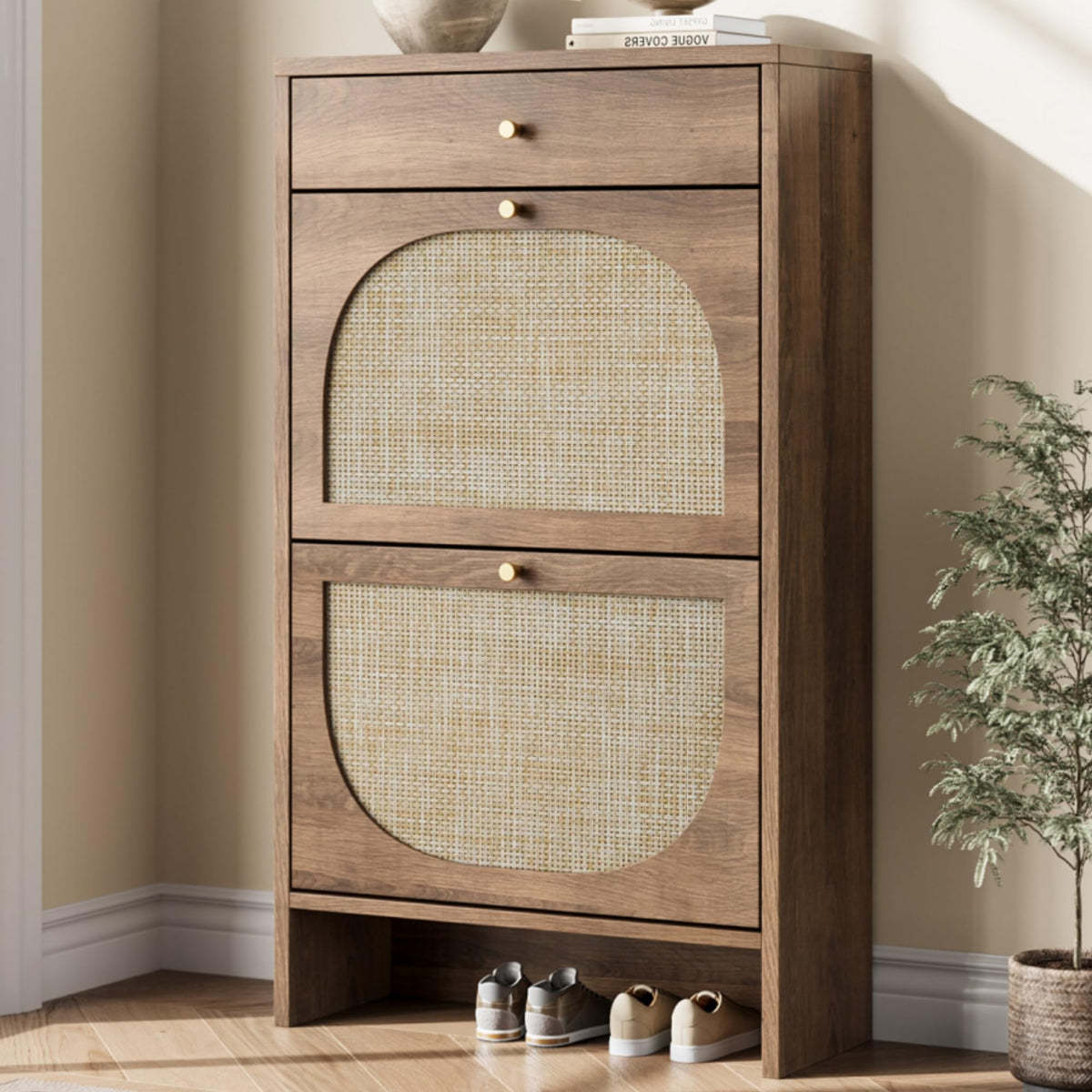 Shoe Storage Cabinet for Entryway, Slim Shoe Rack with 2 - Image 1