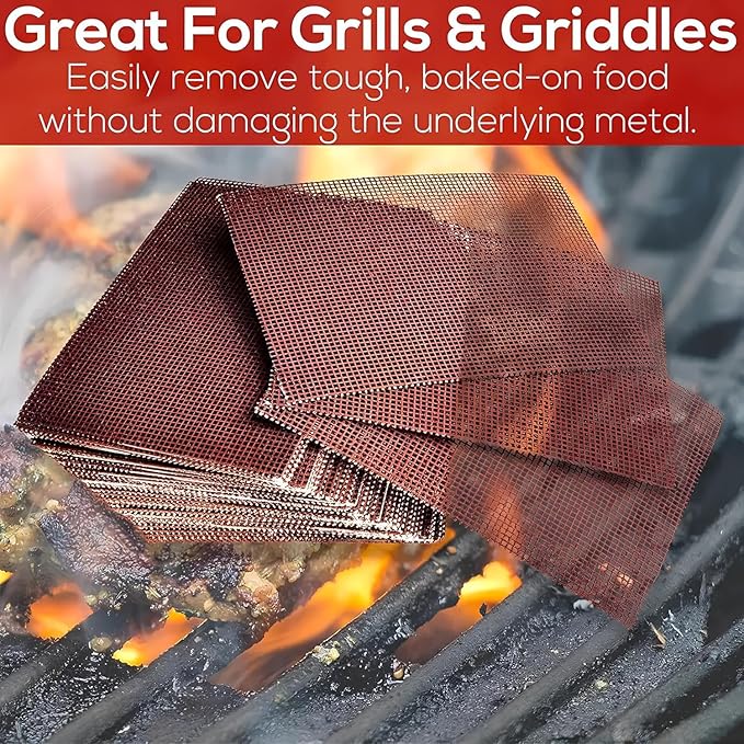 [100 Pack] Grill Cleaning Screens-Griddle Scraping Cleaner Mesh, Removal of Tough Stain on BBQ Grills, Cooktops and Stove Tops for Restaurant, Bars and Home Use