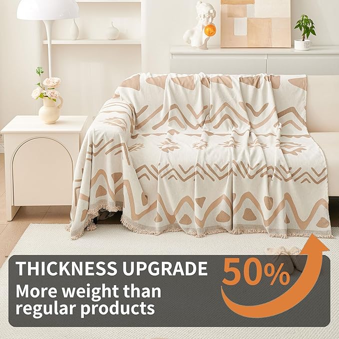 HAOMAIJIA Non Slip Couch Cover Sofa Covers for 3 Cushion Couch Washable sectional Couch Covers for Dogs pet Furniture Protector Couch Cover Blanket for Living Room (My-Khaki, 71"x134")