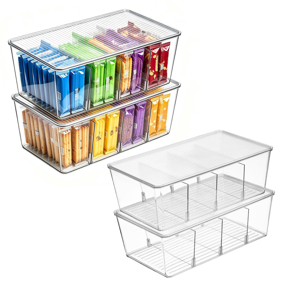 Vtopmart 4 Pack Pantry Organizer Bins with Lids - Image 1
