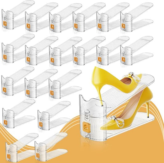 Shoe Slots Organizer for Closet, Shoe Stacker Organizer Double Layer Stack Shoe Rack, Shoe Display Shelf 50% Space Saver Storage Holder for Closet, 36 PACK