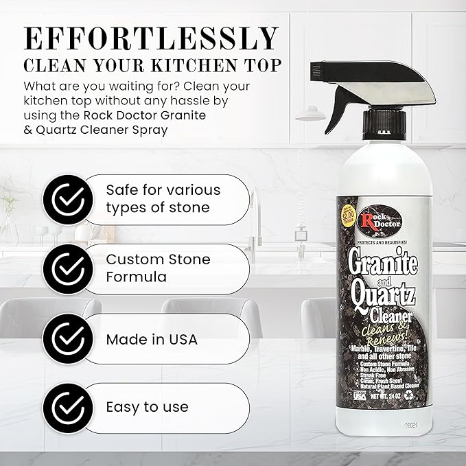 Rock Doctor Granite and Quartz Cleaner kit 64oz and 24oz. Cleans Tile, Marble, Kitchen Countertop, and Natural Stone Surfaces, Streak-Free Shine