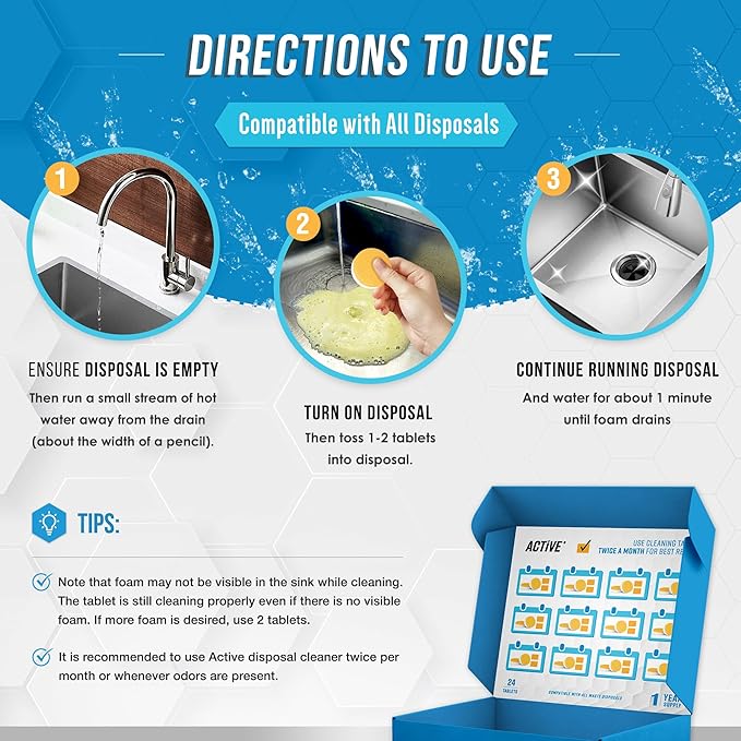 ACTIVE Swedish Dishcloths and Disposal Cleaner - Includes 12ct Cellulose Dish Cloths and 24ct Garbage Disposal Cleaning Tablets