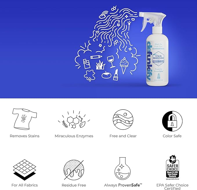 Get Stainy Bundle- 'Free & Clear' Laundry Detergent & 2Pk Stain Remover Spray. Washing Detergent Soap & Spot Treater Prewash for Activewear, Carpet, Gear. Kid, Pet & Sensitive Skin Safe