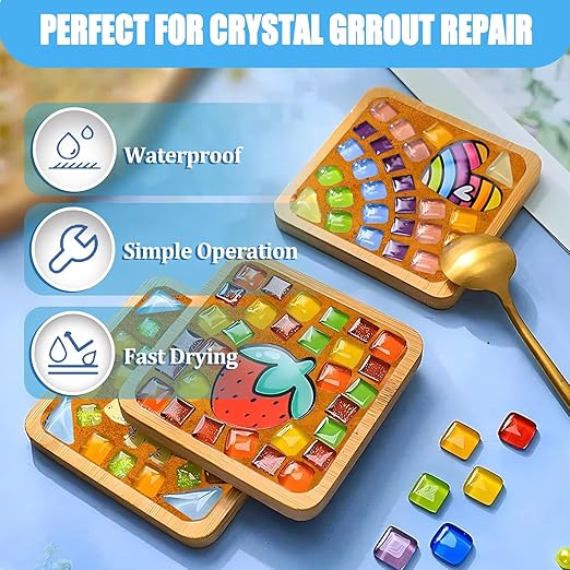 Mosaic Crystal Grout, Mosaics Tile Tools, Mosaic Tile Accessories – Essential for Handmade Grouting and Perfect for DIY Craft Projects (Orange, 8.8oz)