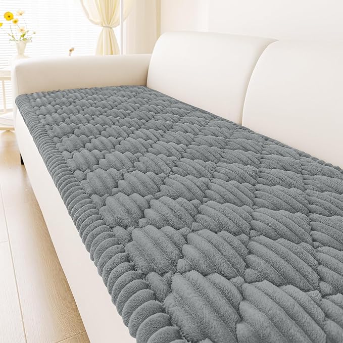 Smiry Pet Couch Cover for Dogs Washable, Non-Slip Fuzzy Couch Covers for 3 Cushion Sofa Pet Friendly, Soft Thick Furniture Protector Sofa Slipcover Mat for Dogs (Grey, 27.6" x 70.9")
