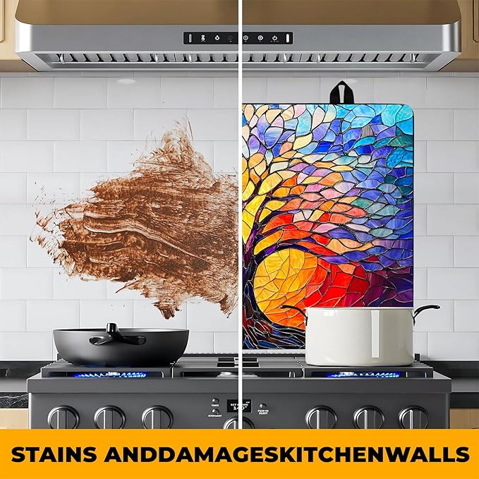Stove Top Cover Retro Flower Gas Stove Top Cover for Home Decoration Kitchen Pad Non-Stick Washable Cooktop Covers Countertop Protector Keep Stove Clean 28"x20" (Tree of Life-2)