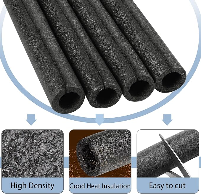 8 Pack Elbow Pipe Insulation Foam Tube Outdoor Wrap Black Pipe Covers Elbow Insulation Tubing Water Foam Covers for Outdoor Winter Irrigation, Sprinkler (1/2 Inch)