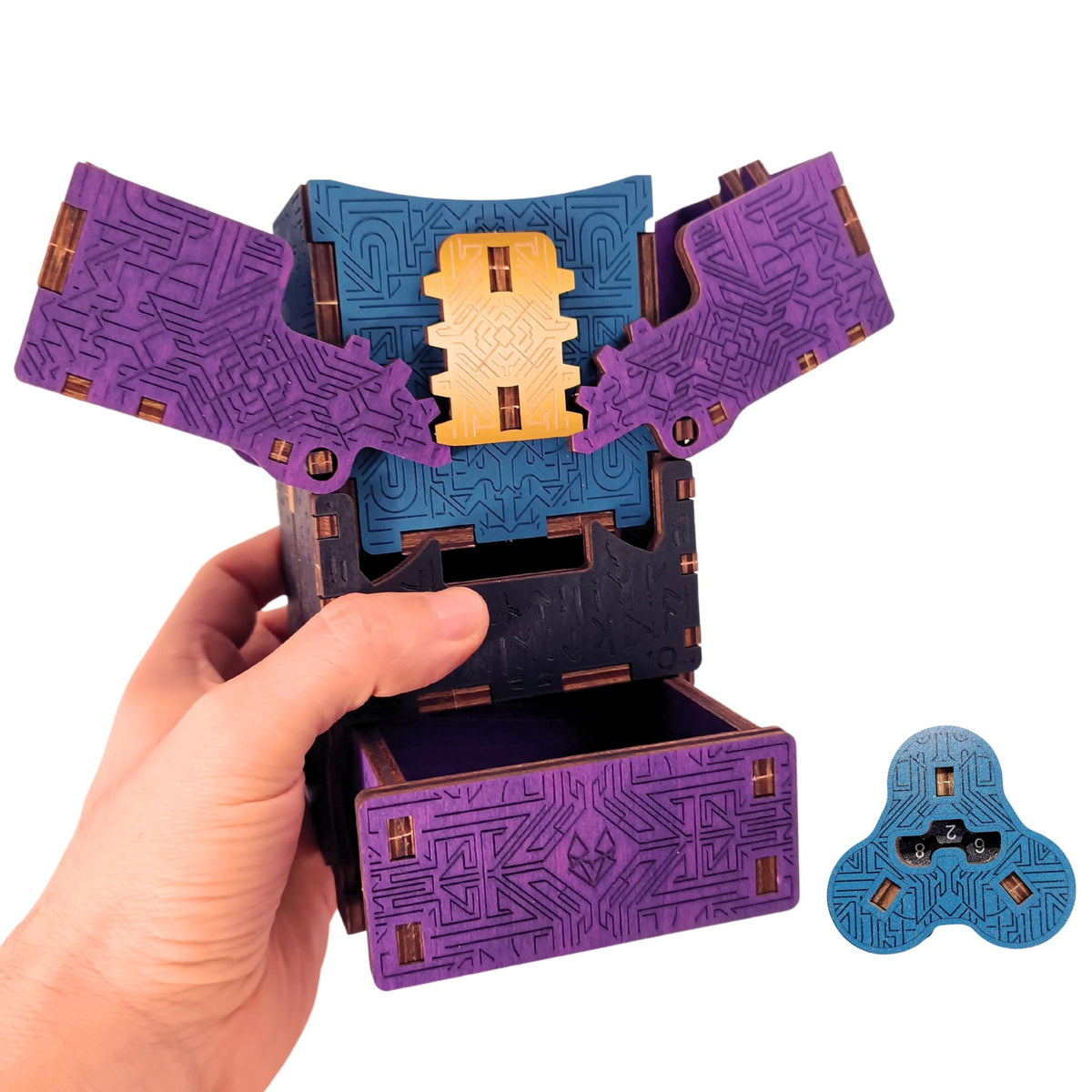 FOXBITE Card Deck Case for Trading Cards, Wood Puzzle - Image 1
