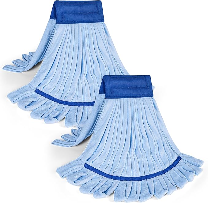 Large Microfiber Tube Mop Heads,Tube Wet Mop Refill (6 inch),Blue Heavy Duty Industrial Wet Mop Head Refill, Highly Absorbent,Commercial Mop Head Replacement,Machine Washable,Hardwood Floors(2)