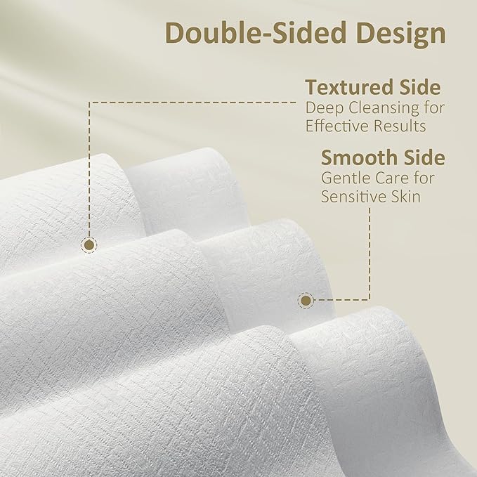 Ourmed Life Face Towels, Disposable Biodegradable Facial Towels for Sensitive Skin, Lint- free Facial Wipes for Washing Face, Skincare and Makeup Remover, Dry Wipes, 10"×7.9" Extra Large, 60 Count