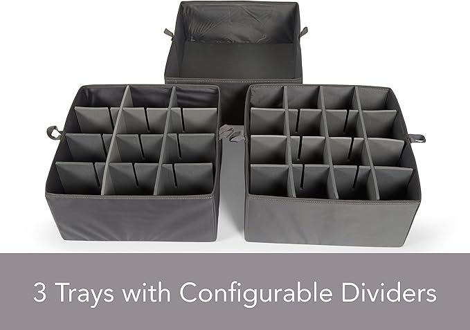 Covermates Keepsakes Hanging Closet Organizer Set - Heavy Duty Material, Sturdy Interior Shelves, Includes Trays with Dividers - Closet Storage, Brown Heather