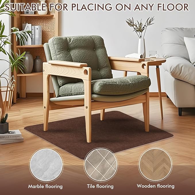 Recliner Pads for Hardwood Floors, Non Slip Recliner Grippers, Furniture Pads Floor Mats for Carpet, Anti Slide Office Chair Mat for Floor Protector, 40"x40" (1 Pack Brown