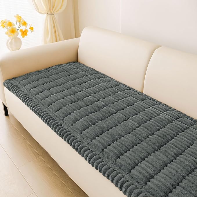 hyha Couch Covers for Dogs Washable, Non Slip Plush Dog Sofa Protectors, Fuzzy Pet Couch Covers for 3 Cushion Sofa Pet Friendly (Dark Grey, 27.6" x 47")