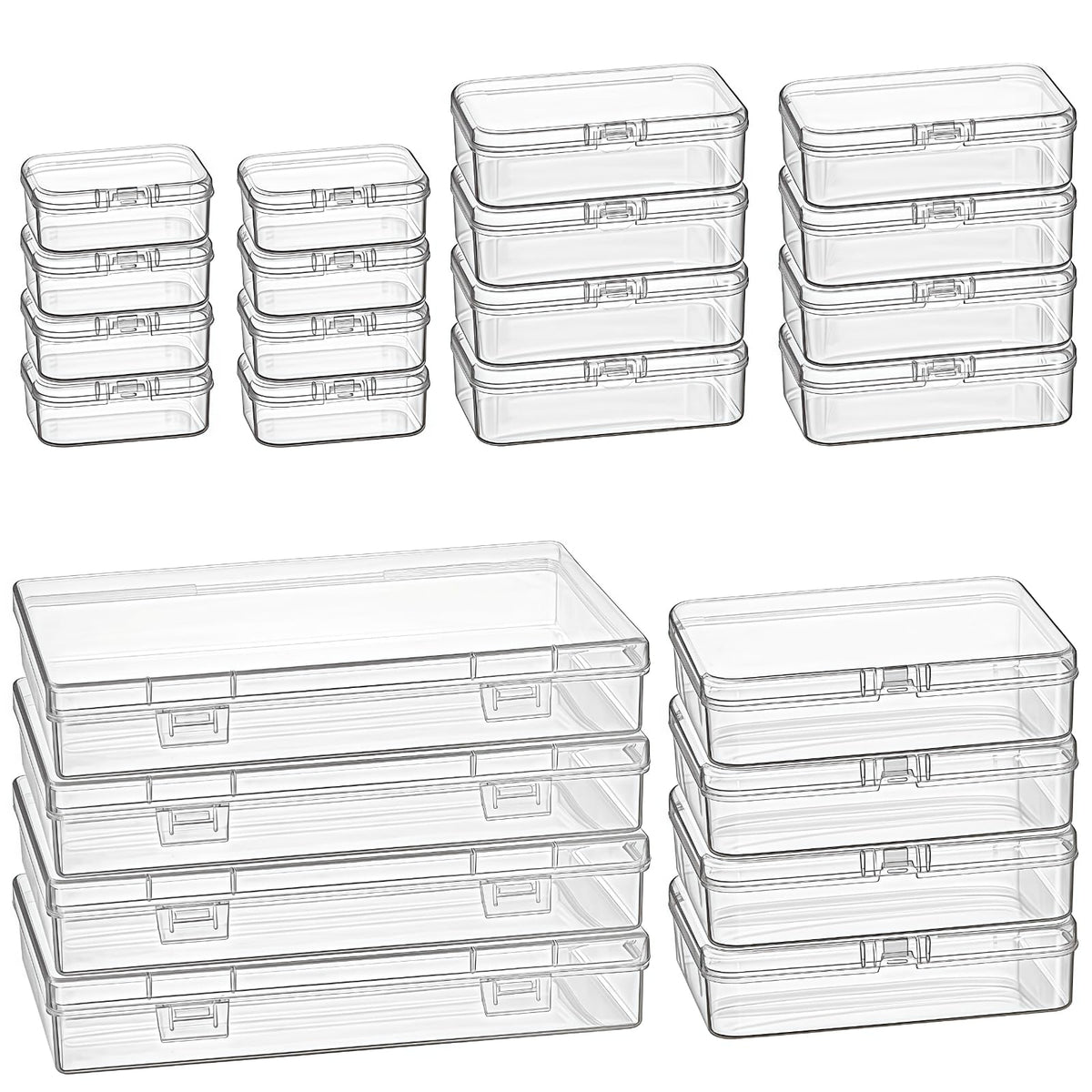24 Pieces Mixed Sizes Rectangular Empty Mini Clear Plastic - Image 1