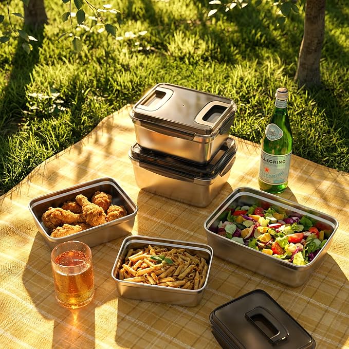 food prep stainless steel containers, turkey container, freezer safe, oven safe, suitable for open flame and induction stove, ideal for pickling kimchi （15000ML/529OZ）