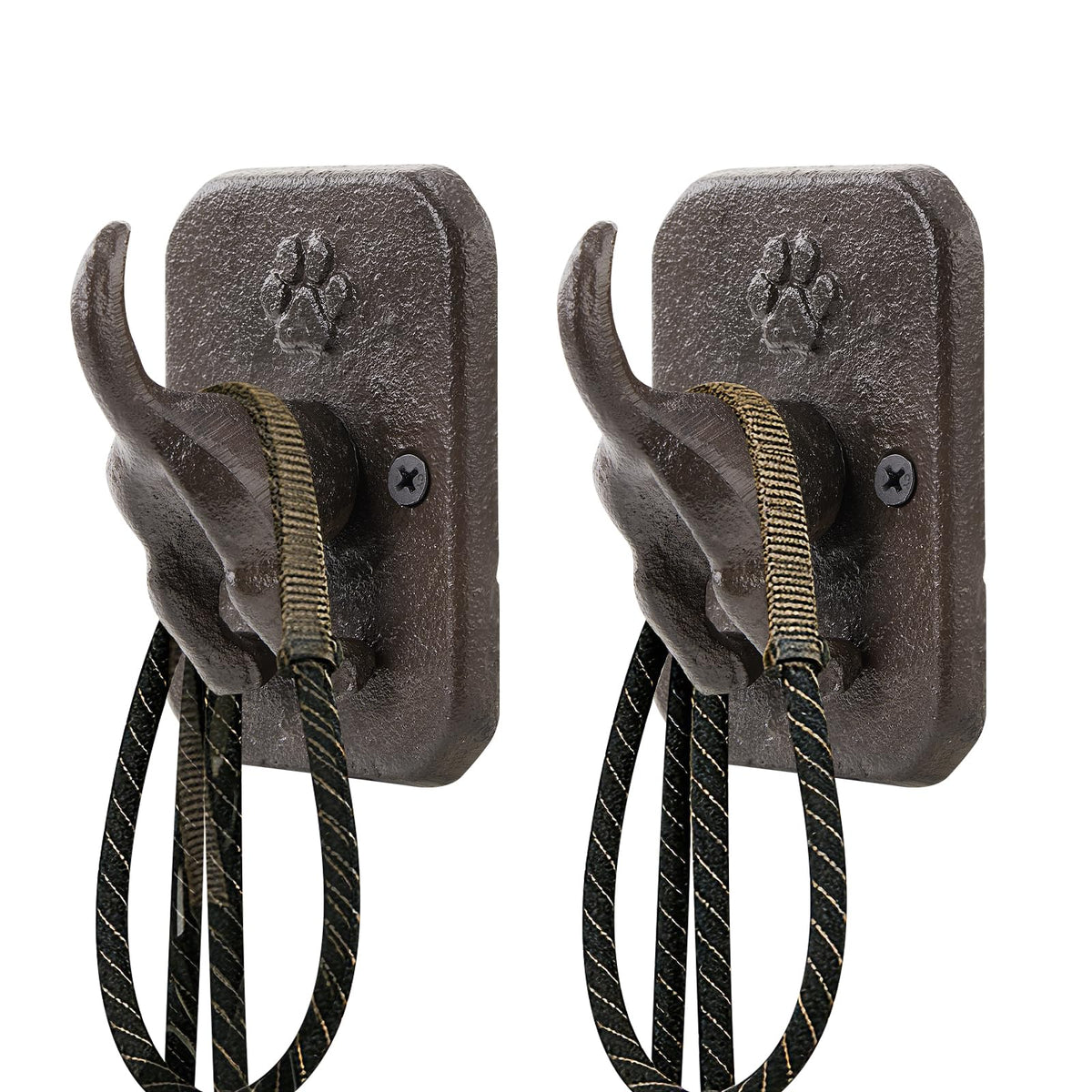 2 Pack Rustic Cast Iron Dog Leash Holder Wall Hook, Heavy - Image 1