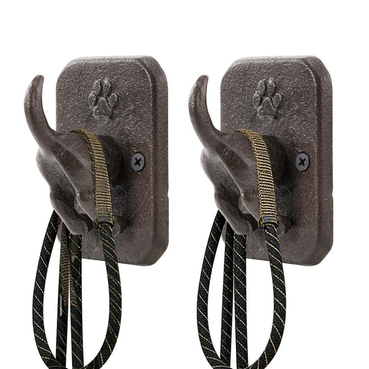 2 Pack Rustic Cast Iron Dog Leash Holder Wall Hook, Heavy - Image 1