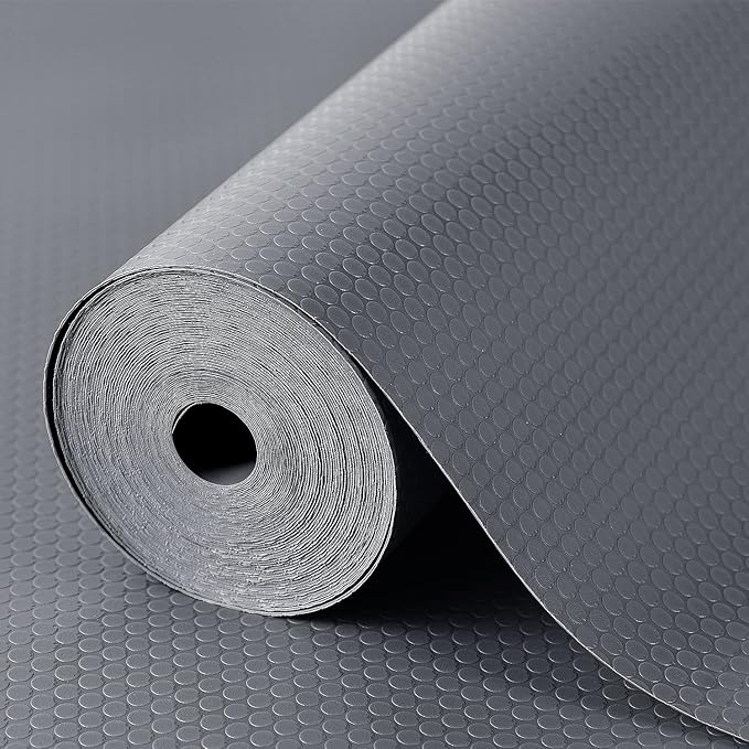 Shelf Liners for Kitchen Cabinets Refrigerator Liners Waterproof Kitchen Cupboard Liner Non-Slip Drawer Mats EVA Material Non Adhesive Fridge Mats for Shelves - Gray 17.5 x 393.7 Inches