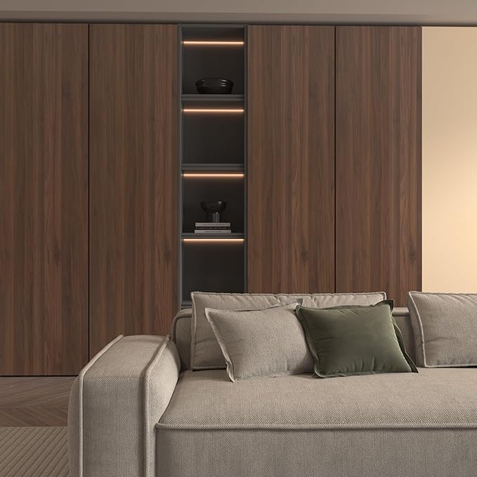 BOMENG Large Walnut Wood Contact Paper Matte 48"x197" Dark Brown Wood Wallpaper Peel and Stick Waterproof Removable Faux Wood Vinyl Wrap Vintage Countertop Paper for Drawer Liner Cabinets Walls Desk