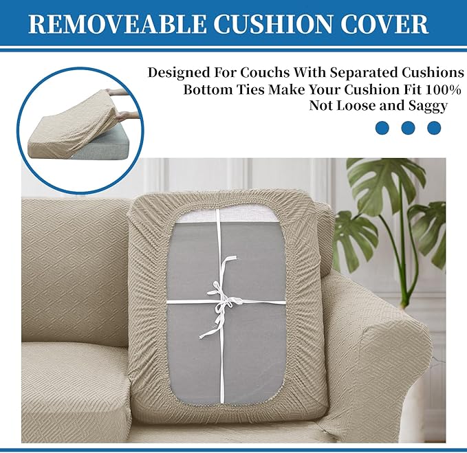 XINEAGE 2025 New 2 Pieces Chair Covers with Arms Super Stretch Chair Slipcover for Living Room Pet Dog Universal Slip Cover Anti Slip Armchair Furniture Protector (Khaki), 31"-46"(1 Cushion)