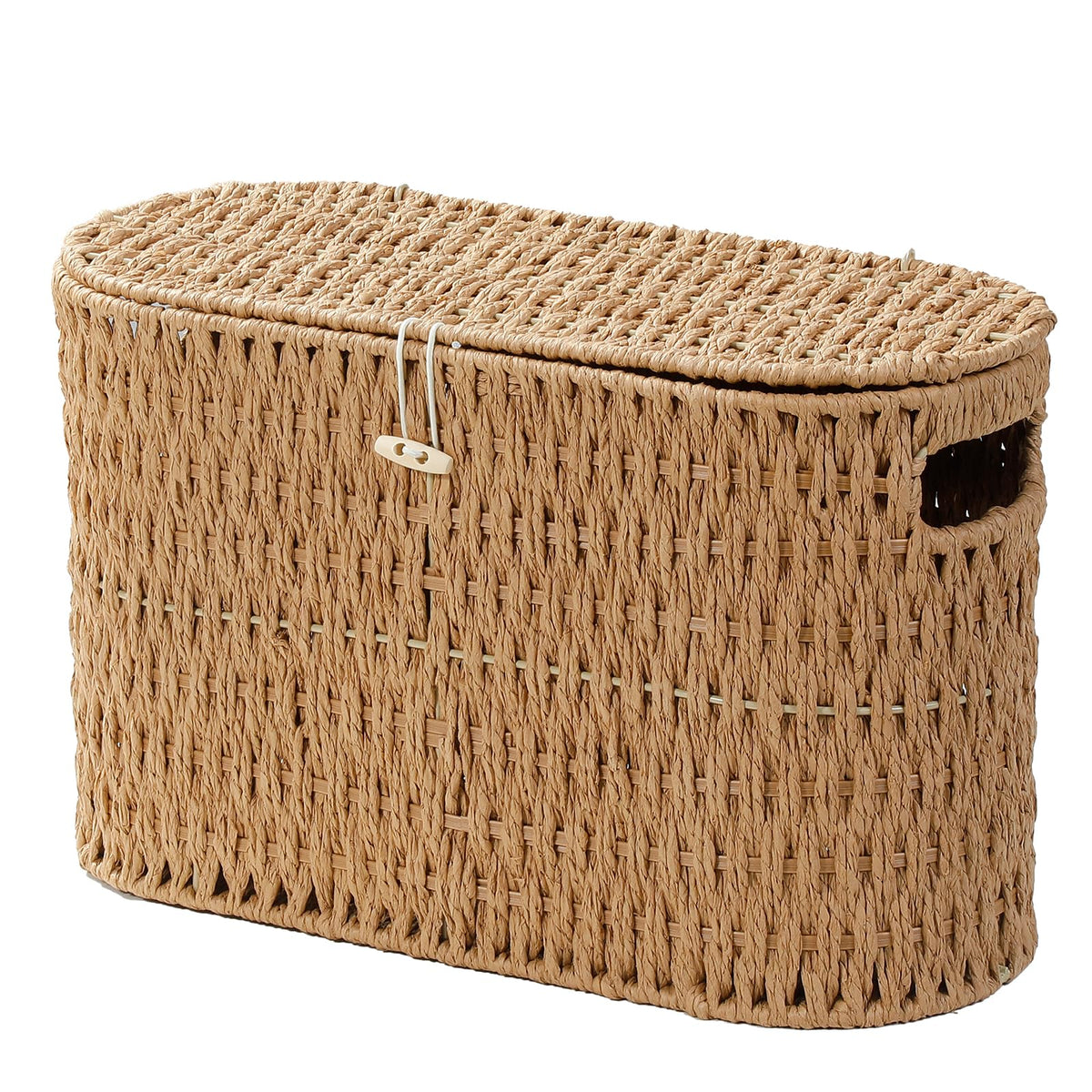 Toilet Paper Storage Basket with Lid, Paper Rope Wicker - Image 1