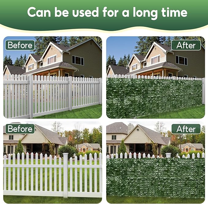 Artificial Ivy Privacy Fence Screen, 100x40 inch Artificial Hedge Grass Wall，Faux Ivy Fence Privacy Screen, Decoration for Patio, Balcony, Garden, Backyard Indoor Outdoor Decor
