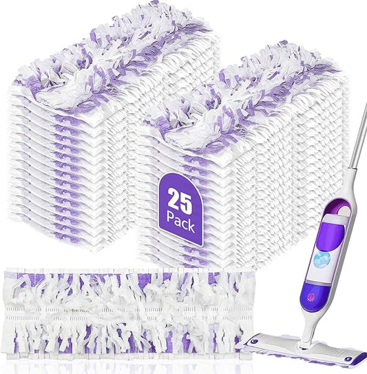 25 Pack Disposable Mopping Pads Refills for Swiffer PowerMop Multi-Surface & Wood Mops, Spray Clean Pads Replacement for Floor Cleaning（Purple Without Handle）