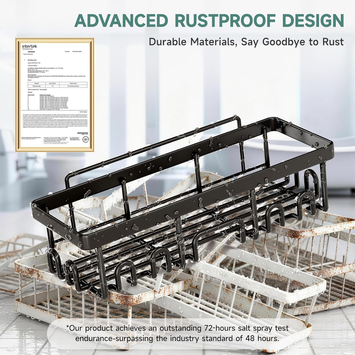 Veken Shower Caddy 6-Pack, Advanced Rustproof Design, No Drilling Adhesive Shelves, Rack with Soap Holder, Large Capacity Bathroom Organizers and Storage, Wall-Mounted Kitchen & Home Decor