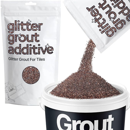 Hemway Bronze Brown Glitter Grout Additive 100g Metallic Flakes for Adding Sparkle to Kitchen & Bathroom Tiles | Enhance Your Indoor Grouting Projects with a Durable Sparkly Effect