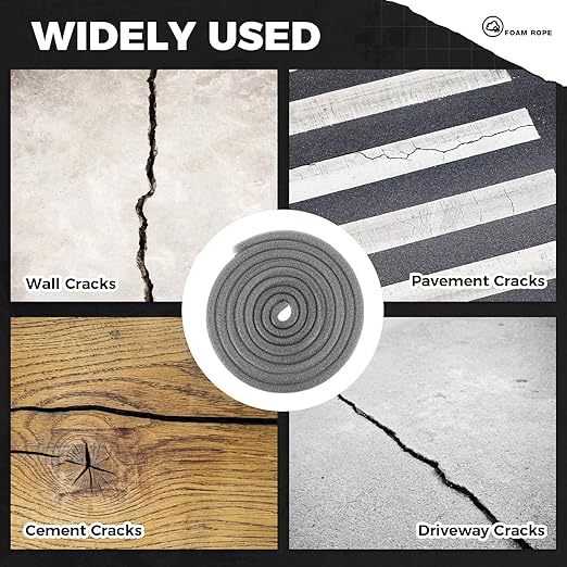 1/4 inch x 50 ft Foam Backer Rod for Gaps Joints Concrete Crack Filler Caulk Saver Bulk Foam Backing Rod Concrete Filler Rope for Weather Stripping Door Seal (Gray)