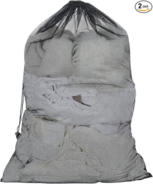 2 Pack Mesh Laundry Bags, 24" X 36" Large Laundry Washing Bags Heavy Duty Mesh Travel Laundry Bag for Delicates Clothes Washing Machine Drawstring Wash Bag for College Dorm Travel Family