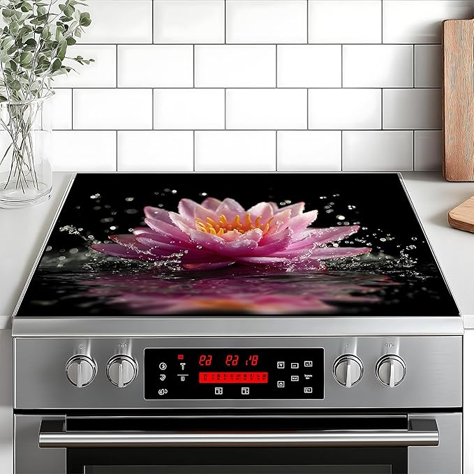 Stove Top Cover for Home Decoration Kitchen Pad Washable Cooktop Covers Countertop Stove Protector Mat for Home Kitchen Cooktops (pink flower, 28"x20")