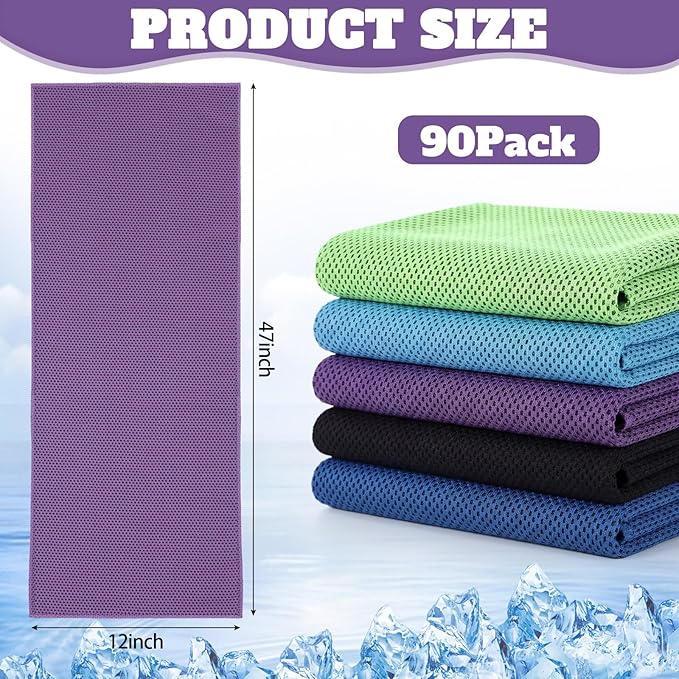 Honoson Cooling Towel Bulk - Neck & Face Cool Chilly Towels Microfiber Breathable Sport Sweat Rag for Gym, Yoga, Travel, Camping, Running, Outdoor